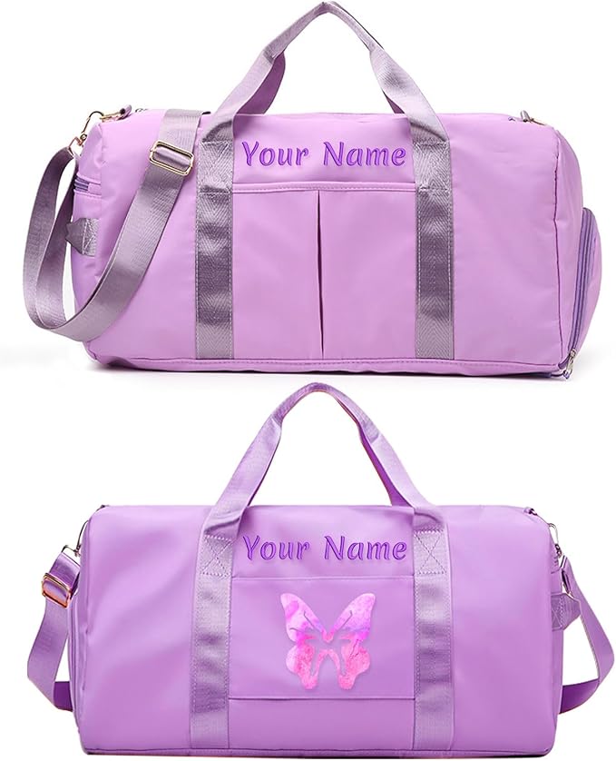 Personalized Duffle Bag with Photo Name Text, Customized Travel Bags with Wet Dry Pockets & Shoe Compartment, Custom Ballet Dance Sport Gym Bag for Women Girls