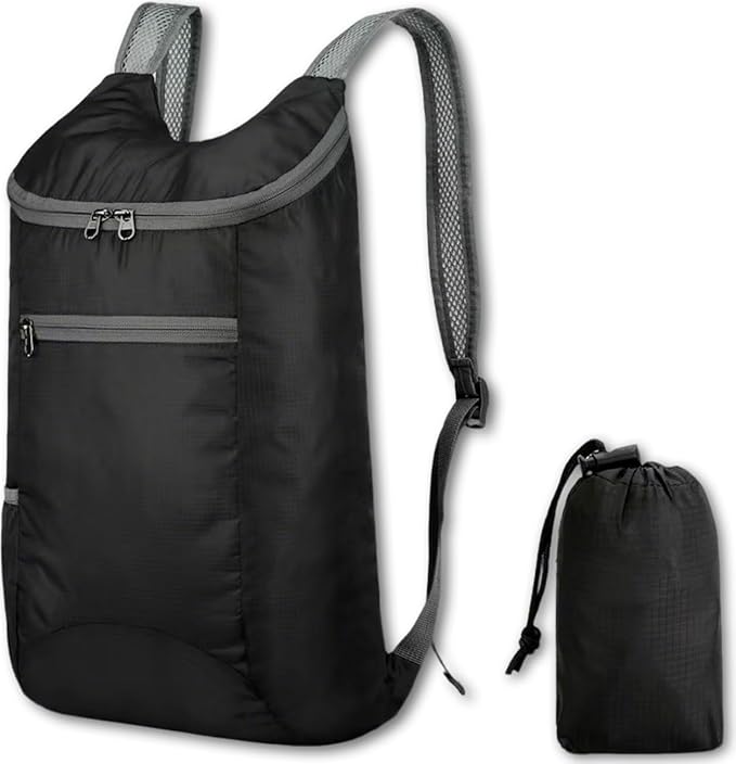 Backpack Foldable Waterproof Hiking Backpack Small Daypacks Lightweight Shoulder Bag Travel Outdoor Rucksack Sport Bag(Black)