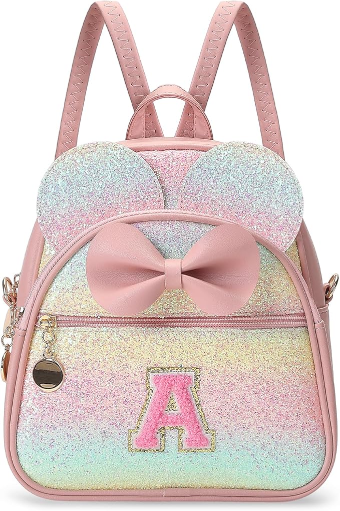 Birthday Gift for 2 3 4 5 6 7 8 9 10 Year old Girls Personalized Initial Mini Backpack Purse for Toddler Kids-Shine-A