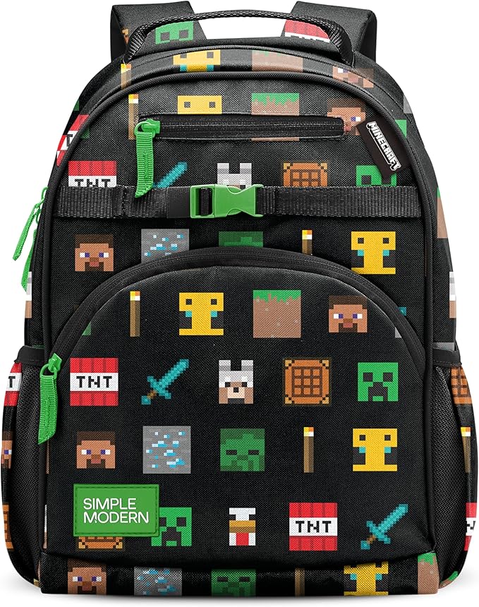 Simple Modern Large Minecraft Kids Backpack for School Girls and Boys | Elementary Backpack for Teen | Fletcher Collection | Kids - 16" tall | Minecraft Mashup